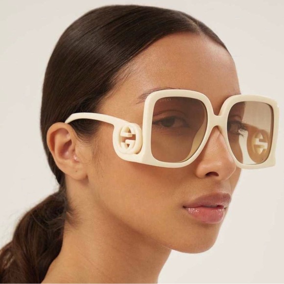 NEW GUCCI GG1326S 002 SQUARE WOMEN NUDE OVERSIZED SUNGLASSES - Picture 9 of 16